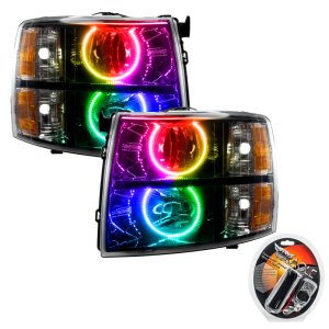Chevrolet Silverado Headlight Assembly - ORACLE Lighting - SMD HL - Round Style - ColorSHIFT - Black - `07-`13